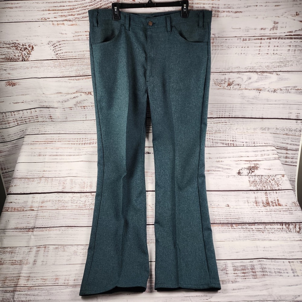 Levis 517 Sta-Prest Pants 40x34 Bootcut Vintage Teal Blue USA‎ Made - Picture 2 of 10